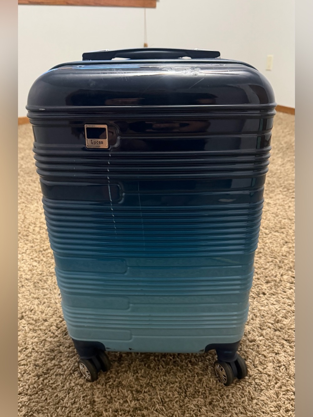 Lucas Ombre Blue Hard Shell Carry-On Luggage - Navy to Light Blue